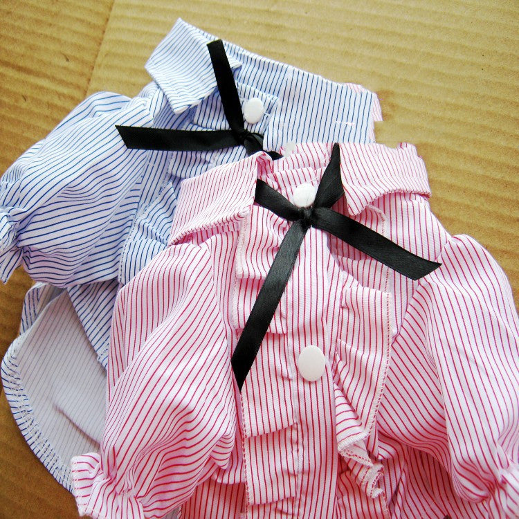 Bubble Sleeve Bow Tie Pet Shirt Pet Clothes