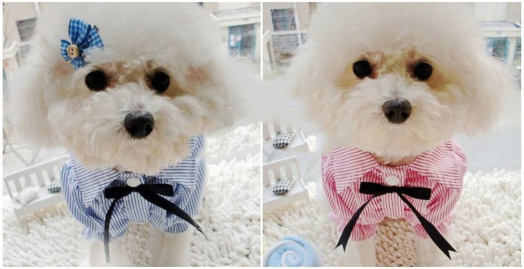 Bubble Sleeve Bow Tie Pet Shirt Pet Clothes