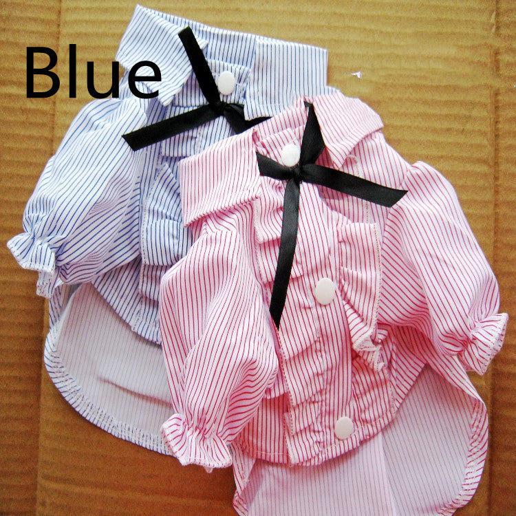 Bubble Sleeve Bow Tie Pet Shirt Pet Clothes