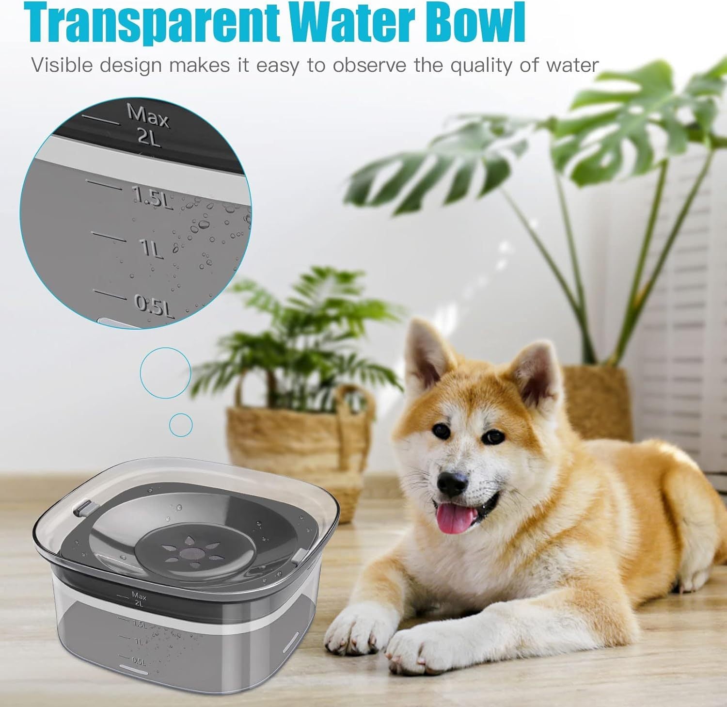 Pet Large Capacity Spill Proof Slow Water Feeder